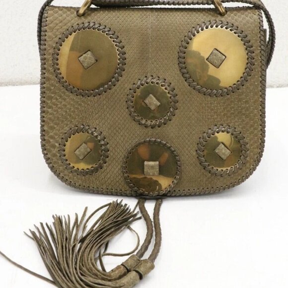 Salvatore Ferragamo Kamelia Shoulder Bag Python - Green - Picture 1 of 13